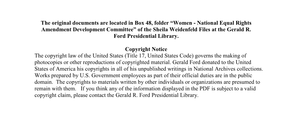 Women - National Equal Rights Amendment Development Committee” of the Sheila Weidenfeld Files at the Gerald R