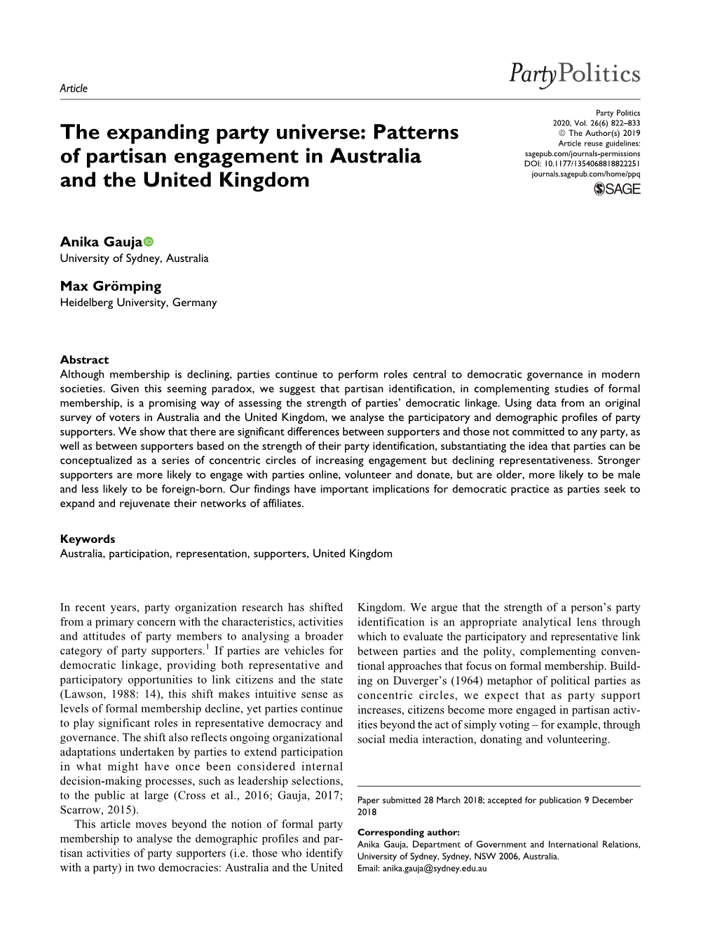 The Expanding Party Universe: Patterns of Partisan Engagement In