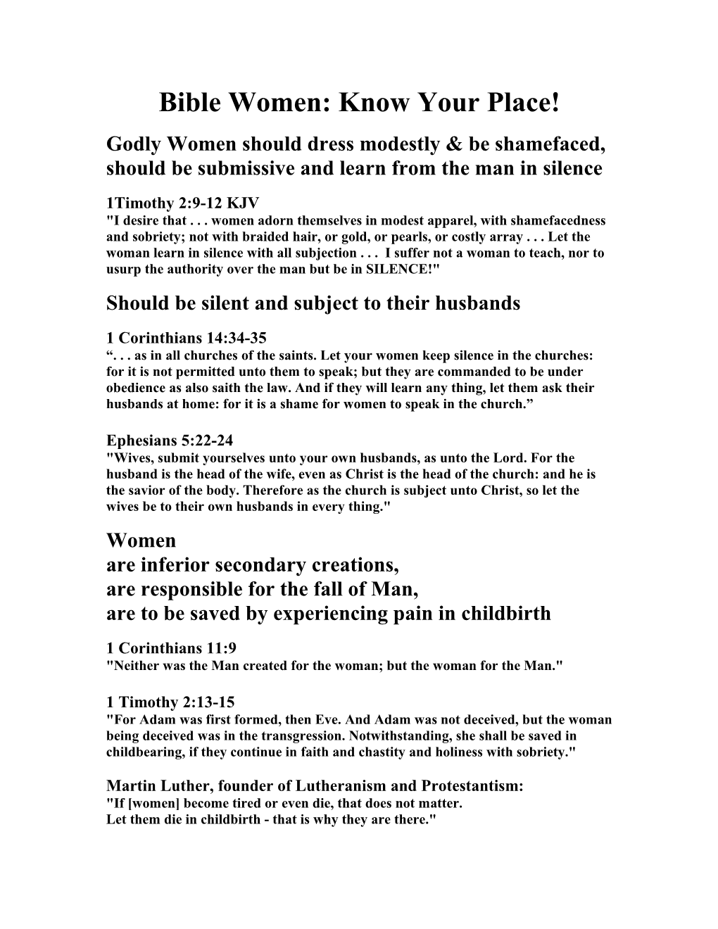 Bible Women: Know Your Place