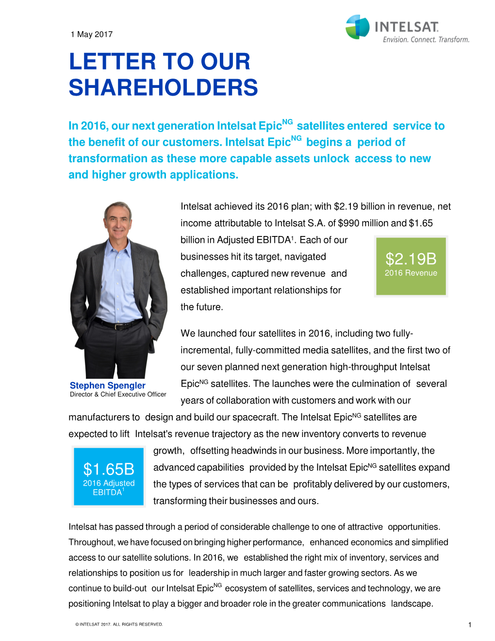 Letter to Our Shareholders