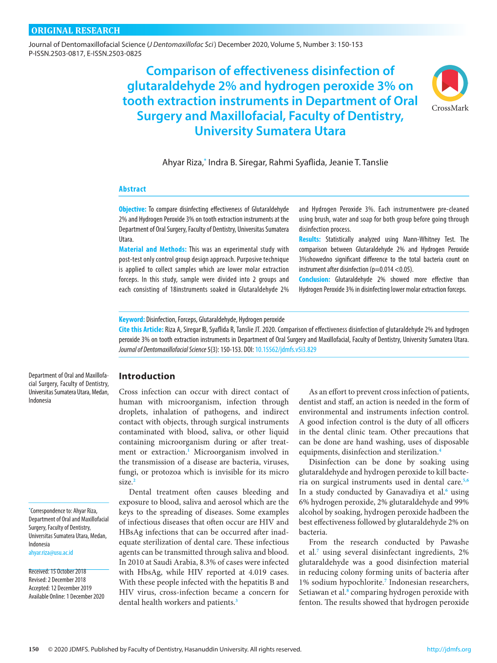 Comparison of Effectiveness Disinfection of Glutaraldehyde 2