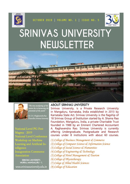 SRINIVAS UNIVERSITY MONTHLY E-NEWSLETTER(Oct-2019)