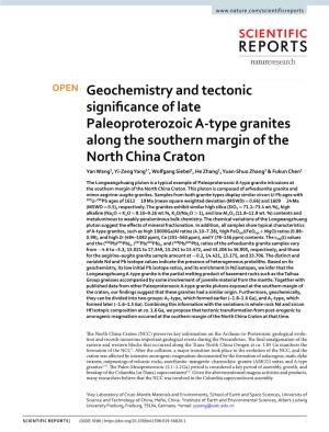 Geochemistry and Tectonic Significance of Late Paleoproterozoic A-Type Granites Along the Southern Margin of the North China