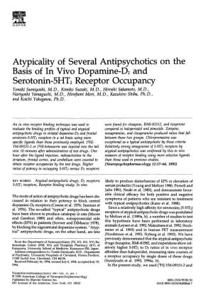 Atypicality of Several Antipsychotics on the Basis of in Vivo Dopamine
