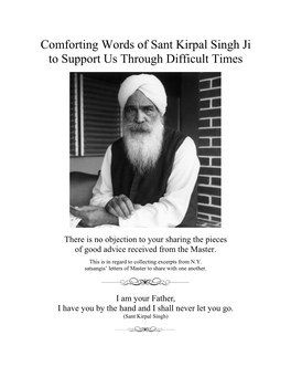 Comforting Words of Sant Kirpal Singh Ji to Support Us Through Difficult Times