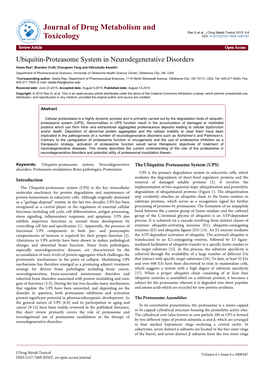 Ubiquitin-Proteasome System in Neurodegenerative Disorders