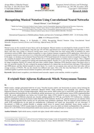 Recognizing Musical Notation Using Convolutional Neural Networks Ahmad Othman1, Cem Direkoğlu2*