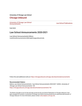 Law School Announcements 2020-2021