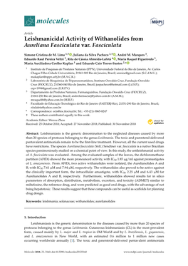Leishmanicidal Activity of Withanolides from Aureliana Fasciculata Var
