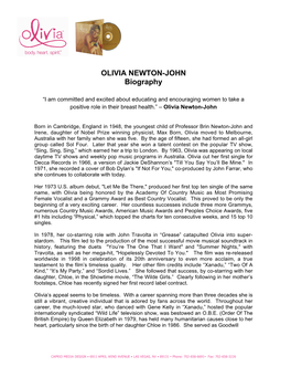 OLIVIA NEWTON-JOHN Biography