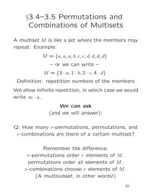 §3.4–3.5 Permutations and Combinations of Multisets