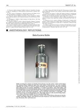 ANESTHESIOLOGY REFLECTIONS Beta-Eucaine Bottle