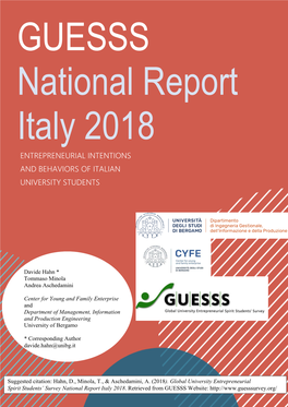 Entrepreneurial Intentions and Behaviors of Italian Guesss’University Students