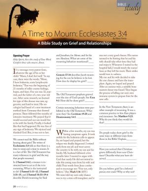 A Time to Mourn: Ecclesiastes 3:4 by Mary Hasty a Bible Study on Grief and Relationships