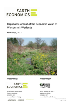 Rapid Assessment of the Economic Value of Wisconsin's Wetlands