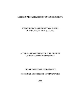 Leibniz™ Metaphysics of Intentionality