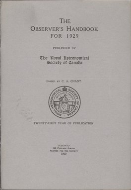 The Observer's Handbook for 1929