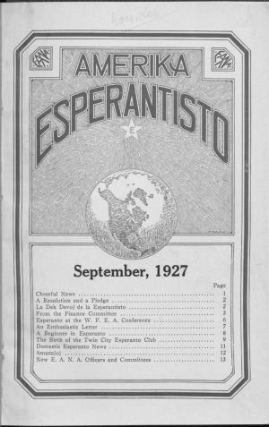 Amerika Esperantisto V38n03 (Sep 1927)