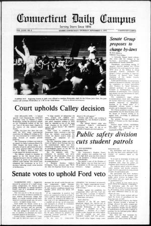 Court Upholds Calley Decision Public Safety Division Cuts Student Patrols Senate Votes to Uphold Ford Veto