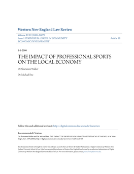 THE IMPACT of PROFESSIONAL SPORTS on the LOCAL ECONOMY Dr