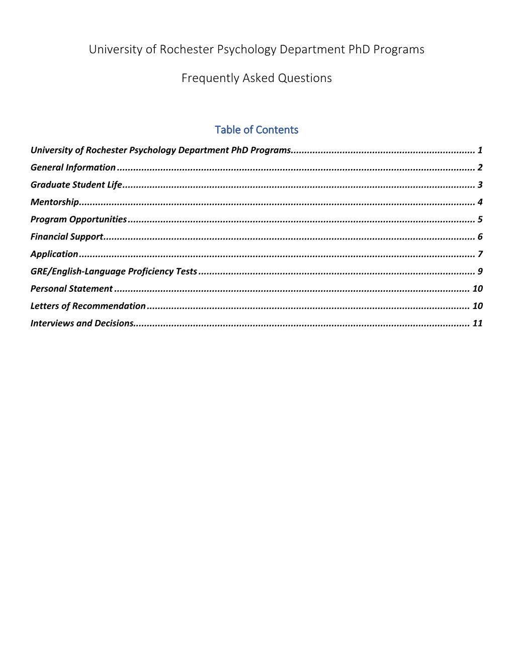 University of Rochester Psychology Department Phd Programs