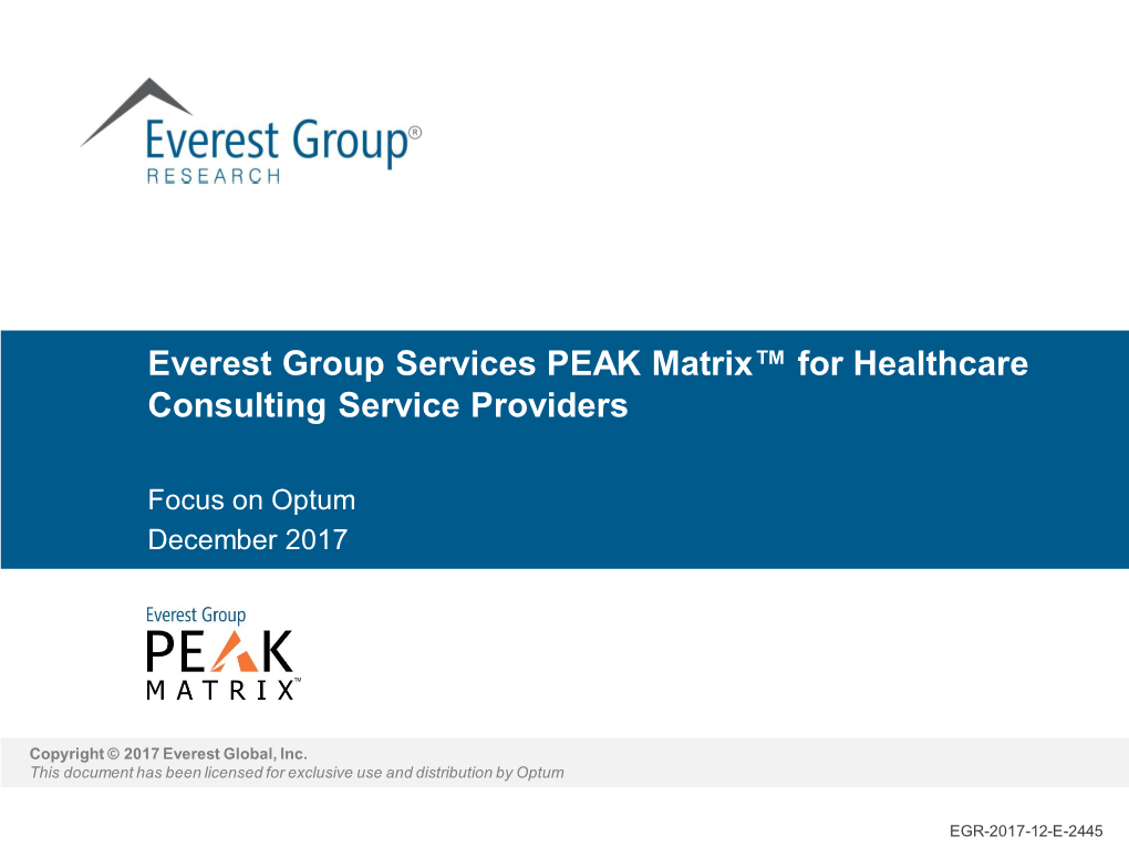 Everest Group Services PEAK Matrix™ for Healthcare Consulting Service Providers
