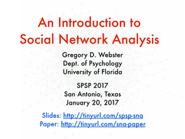 An Introduction to Social Network Analysis Gregory D