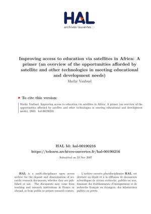 Improving Access to Education Via Satellites in Africa: a Primer