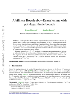 A Bilinear Bogolyubov-Ruzsa Lemma with Polylogarithmic Bounds