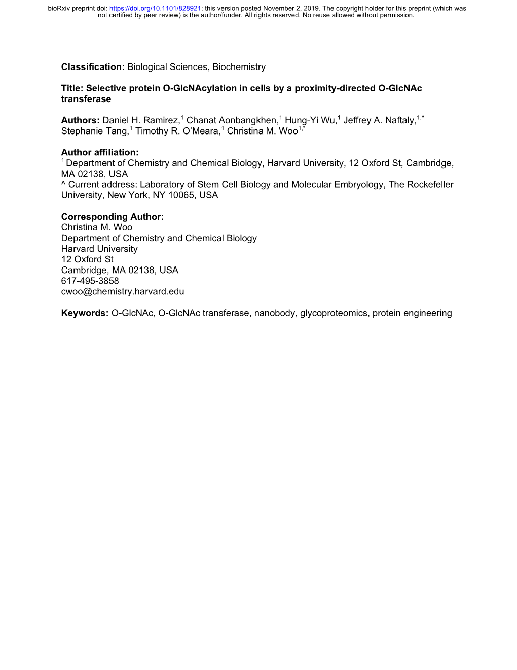 Classification: Biological Sciences, Biochemistry Title: Selective Protein