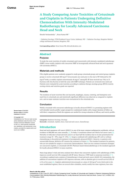 A Study Comparing Acute Toxicities of Cetuximab and Cisplatin In