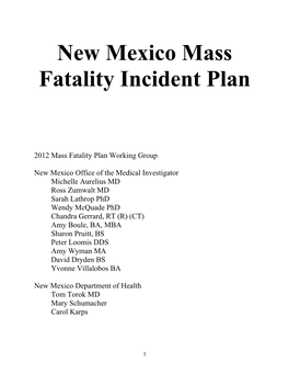New Mexico Mass Fatality Incident Plan