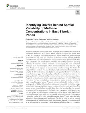 Identifying Drivers Behind Spatial Variability of Methane Concentrations in East Siberian Ponds