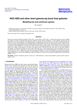 NGC 4993 and Other Short Gamma-Ray Burst Host Galaxies Modelling Line and Continuum Spectra
