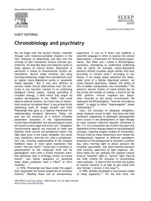 Chronobiology and Psychiatry