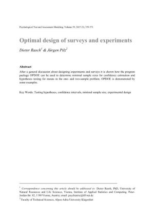 Optimal Design of Surveys and Experiments