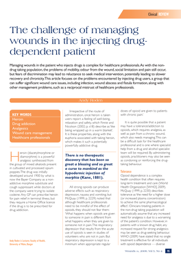 The Challenge of Managing Wounds in the Injecting Drug- Dependent Patient