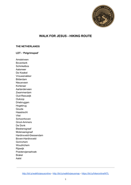 Walk for Jesus - Hiking Route