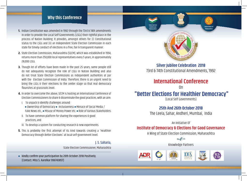 International Conference "Better Elections for Healthier Democracy"