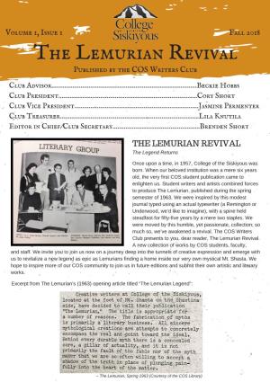 The Lemurian Revival Published by the COS Writers Club