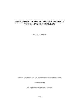 Responsibility for Iatrogenic Death in Australian Criminal Law