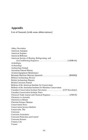 Appendix List of Journals [With Some Abbreviations]