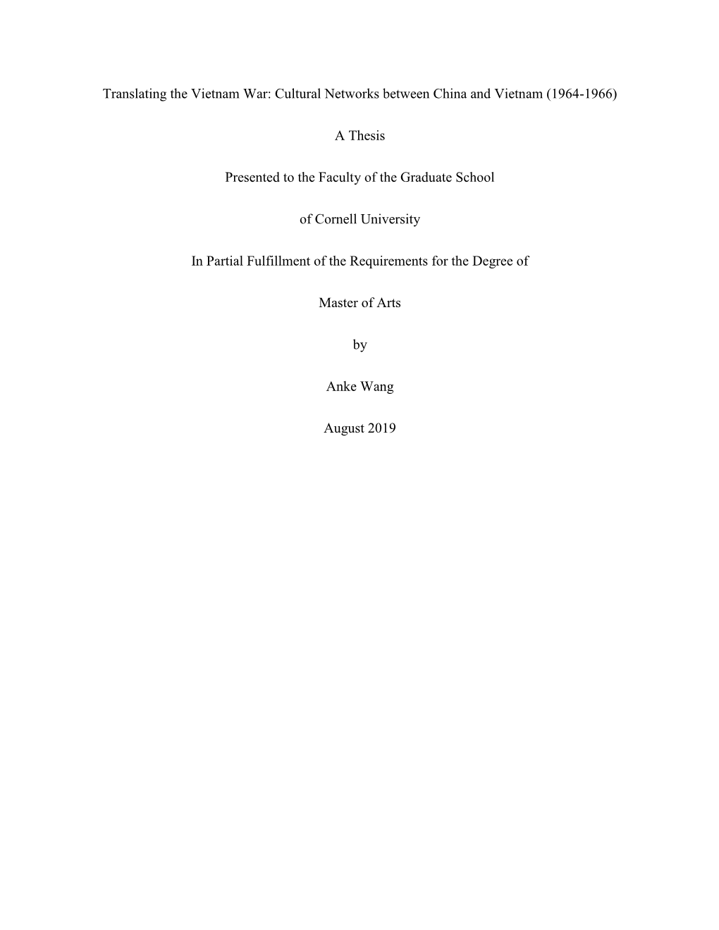 Translating the Vietnam War: Cultural Networks Between China and Vietnam (1964-1966)