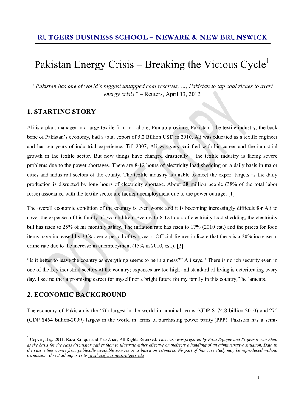 Pakistan Energy Crisis – Breaking the Vicious Cycle1