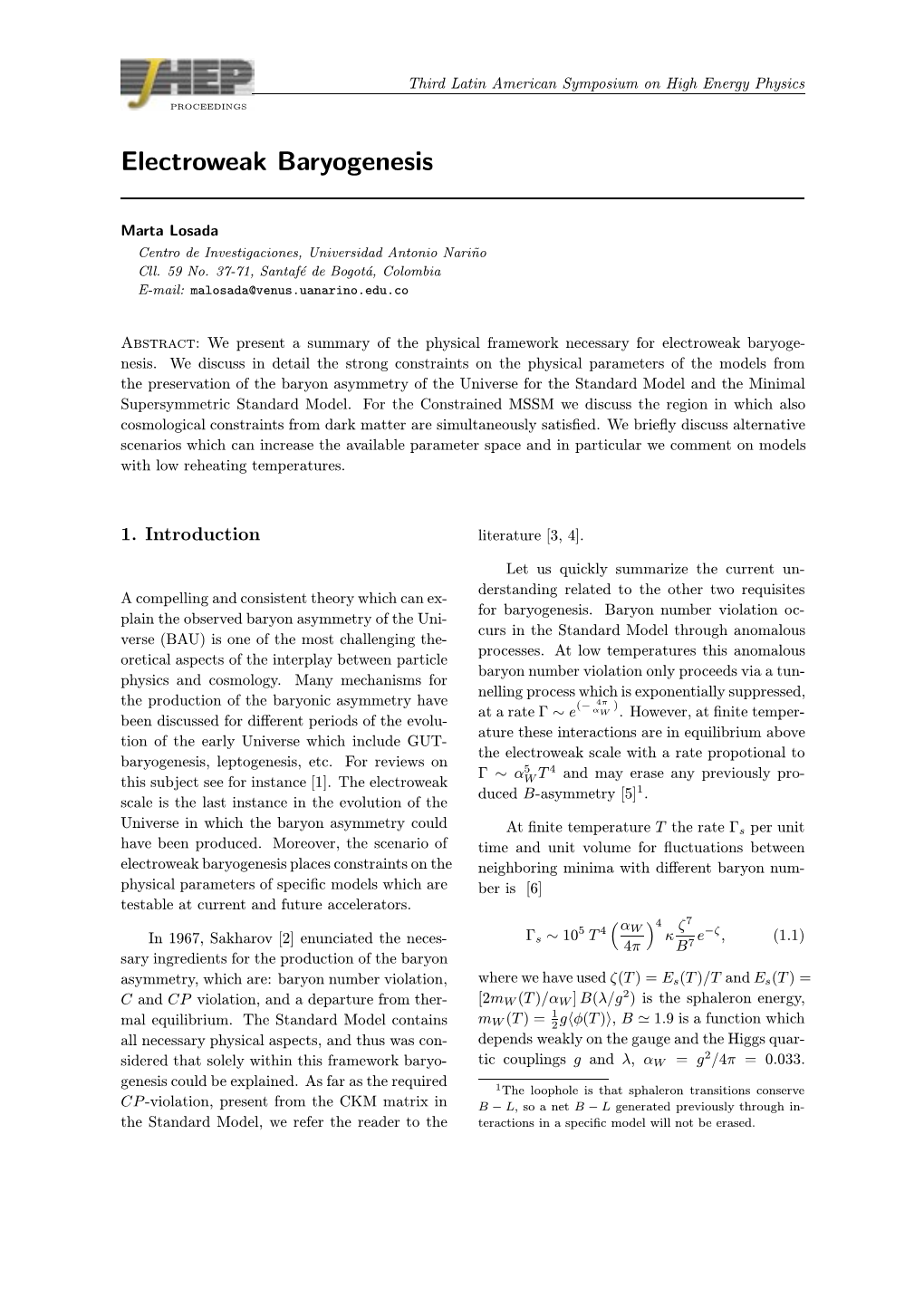 Electroweak Baryogenesis