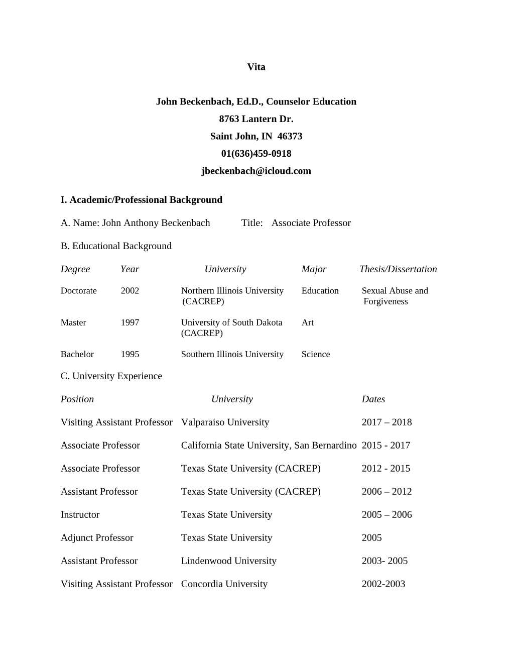 John Beckenbach CV.Pdf