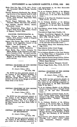 Supplement to the London Gazette, 3 June, 1933 3801