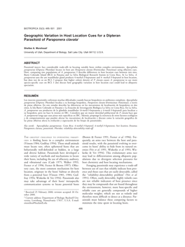 Morehead, S.A. 2001. Geographic Variation in Host Location Cues for A