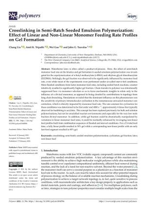 Crosslinking in Semi-Batch Seeded Emulsion Polymerization: Effect of Linear and Non-Linear Monomer Feeding Rate Proﬁles on Gel Formation