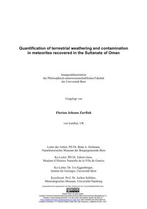 Quantification of Terrestrial Weathering and Contamination in Meteorites Recovered in the Sultanate of Oman